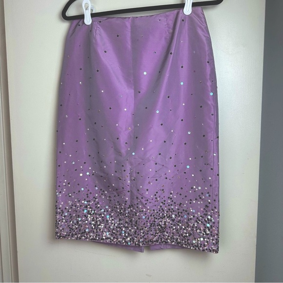 Ann Taylor Lilic Y2K Vintage 100% Silk Sparkle Sequins Pencil Party Skirt NWT 6 - Picture 1 of 14